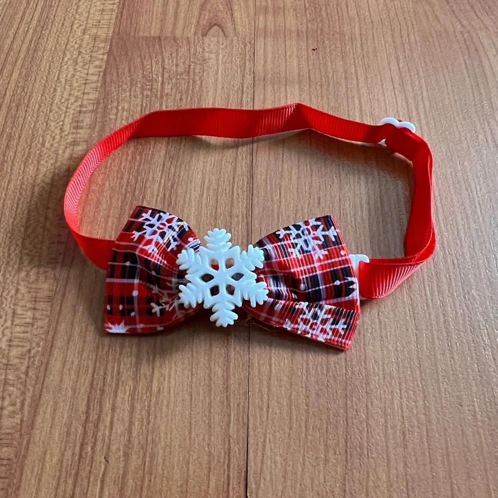 Christmas snowflake red plaid cat/dog collar